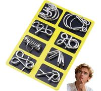 Reverse Thinking Puzzles, Physics Mind Metal Puzzles Unlock Interlock Game Metal Puzzle Set of 24 with Pouch for Party Favor Challenge (Style 2)