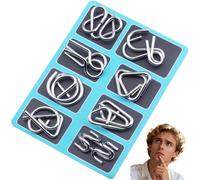Reverse Thinking Puzzles, Physics Mind Metal Puzzles Unlock Interlock Game Metal Puzzle Set of 24 with Pouch for Party Favor Challenge (Style 3)