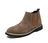 ReverseClock Pelle Scamosciata degli uomini di Chelsea Stivali di Cuoio Della Caviglia Stivali Slip-on scarpe da Lavoro Piatta Stivaletti Calzino Stivali Scarpe Casual (cachi,42,42)