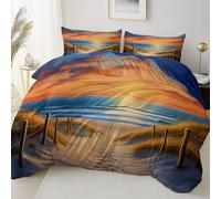 Reversibile Copripiumino Blu, Natura Dune Di Sabbia Sentiero stampa Morbido Traspirante biancheria da letto, 240 x 220 cm Microfibra Anti-pilling Set Copripiumino con 2 federe per Adulto
