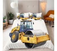 Reversibile Copripiumino matrimoniale 200x200cm Rullo Compressore Giallo 3D Set di Biancheria da Letto Con Microfibra Comfort Morbida 3-Pezzi con 2 Federe 50x75 cm Cerniera e Fascette Angolari