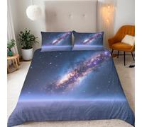 Reversibile Copripiumino matrimoniale 200x200cm Universo Galassia Cielo Stellato 3D Set di Biancheria da Letto Con Microfibra Comfort Morbida 3-Pezzi con 2 Federe 50x75cm Cerniera e Fascette Angolari