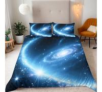 Reversibile Copripiumino matrimoniale 200x200cm Universo Galassia Cielo Stellato 3D Set di Biancheria da Letto Con Microfibra Comfort Morbida 3-Pezzi con 2 Federe 50x75cm Cerniera e Fascette Angolari