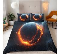 Reversibile Copripiumino matrimoniale 220x260cm Esplosione Planetaria Universo 3D Set di Biancheria da Letto Con Microfibra Comfort Morbida 3-Pezzi con 2 Federe 50x75 cm Cerniera e Fascette Angolari