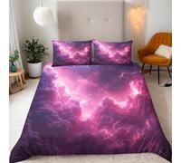 Reversibile Copripiumino Singolo 135x200cm Nuvole Colorate Fulmine 3D Set di Biancheria da Letto Con Microfibra Comfort Morbida 3-Pezzi con 2 Federe 50x75 cm Cerniera e Fascette Angolari