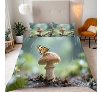 Reversibile Copripiumino Singolo 155x220cm Fungo Foresta Pluviale Tropicale 3D Set di Biancheria da Letto Con Microfibra Comfort Morbida 3-Pezzi con 2 Federe 50x75 cm Cerniera e Fascette Angolari