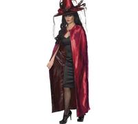 Reversibile Mantella Donna Streghe Deluxe Raso Rosso Costume da di Halloween