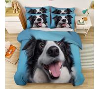 Reversibile Set Copripiumino 150 x 220 cm, Copripiumino Microfibra Stampa Ritratto Cane da pastore Carino Primo piano, Traspirante In Double Face Biancheria Da Letto Camera Da Letto - Colorato