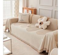 Reversible Chenille Sofa Cover,Double Sided Chenille Sofa Cover,Washable Chenille Double Sided Sofa Towel,Pet Protector Couch Covers,all Seasons (180 * 260cm,Beige)
