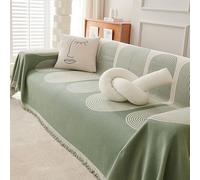 Reversible Chenille Sofa Cover,Double Sided Chenille Sofa Cover,Washable Chenille Double Sided Sofa Towel,Pet Protector Couch Covers,all Seasons (180 * 130cm,Green)