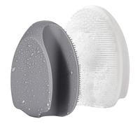 REVEX Scrubber per il viso, 2 pezzi, in silicone, per donne e uomini, spazzola esfoliante per il viso, spazzola manuale per la pulizia del viso, esfoliante per pelli sensibili (bianco + grigio)