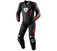 Revit Argon 3 Tuta in pelle da motociclista One Piece perforata, nero-rosso, taglia 56 per maschi