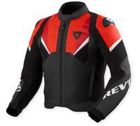 Revit Automate giacca in pelle da moto traforata, nero/rosso neon, Taglia 54