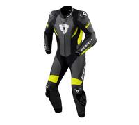 Revit Control Tuta da moto in pelle nera-gialla fluo 48
