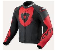 Rev'it Giacca In Pelle Revit Argon 3 Nero Neon Rosso UOMO 50