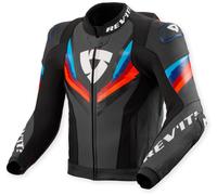 Revit Quantum 3 Pro giacca in pelle da moto traforata, nero/rosso/blu, Taglia 46