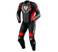 Revit Quantum 3 Tuta in pelle da moto monopezzo traforata, antracite/rosso neon, Taglia 54