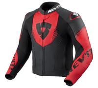 Revit Argon 3 Giacca di pelle da motociclista perforata, nero-rosso, taglia 46 per maschi