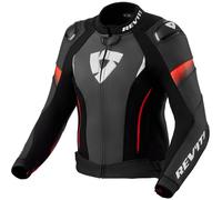 Giacca moto donna Revit Xena 4 Pro in pelle nera e rossa fluo 46
