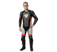 Revit Control Tuta in pelle da moto di un pezzo, nero/bianco/rosso, Taglia 52