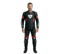 REV'IT! Tuta da moto Argon 3 due pezzi perforata Nero-Rosso Fluo Uomo Taglia 54