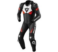 Revit Argon 2, tuta in pelle 1pz. traforata 50 male Nero/Rosso Fluo/Bianco