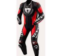 Revit Hyperspeed 3 Tuta in pelle da motociclista One Piece perforata, nero-rosso, taglia 48 per maschi