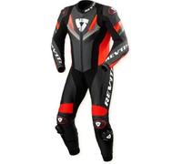 Revit Quantum 3, tuta in pelle 1pz. 46 male Nero/Grigio/Rosso Fluo