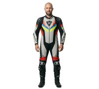 Revit Quantum 3 Tuta in pelle da moto monopezzo traforata, Grigio/Giallo neon, Taglia 48