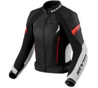Giacca da moto in pelle da donna Revit Xena 4 bianco-rosso fluo 36