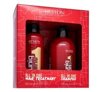 REVLON PROFESSIONAL UniqOne - Kit per la cura dei capelli, 150 ml, spray anti-crespo con protezione dal calore e shampoo, 230 ml, per capelli setosi, lucidi e ben pettinabili, vegani