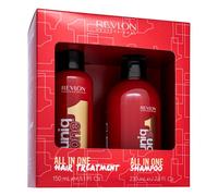 REVLON PROFESSIONAL UniqOne - Kit per la cura dei capelli, 150 ml, spray anti-crespo con protezione dal calore e shampoo, 230 ml, per capelli setosi, lucidi e ben pettinabili, vegani