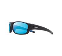 Revo Occhiali da sole Jasper: lente in cristallo polarizzato con grande cornice rettangolare avvolgente, cornice nera opaca con lente blu H20