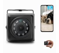 REVODATA Mini telecamera IP POE 5MP, Impermeabile IP65 Esterni, Ultra HD 2880 x 1620, Visione Notturna IR, Obiettivo 3,6 mm 75°FOV, Rilevamento Movimento, Connessione APP/NVR/PC (I704-3-P-TS Metal)