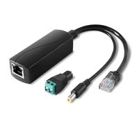REVODATA Splitter PoE Ethernet 2.5G 12V/2A con Connettore Femmina DC, Spina DC 5.5 * 2.1mm, PoE 48V a DC 12V/2A 24W, Conforme alle Norme IEEE 802.3af/at per Fai da Te e Vari Scenari (PS5712TG-B)