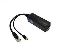 Revodata, splitter PoE Gigabit micro USB 5 V 2,4 A, standard IEEE 802.3af, 10.100, 1000 Mbps, per cavo di ricarica USB, porta RJ45, adattatore splitter Power over Ethernet (USB0502G, nero)