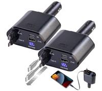 revolt alimentatore per auto: Set da 2 pezzi 4in1- Caricabatterie USB per auto, Potenza di carica totale: 66 W, porta USB-C (caricabatterie 12V, caricatore con display, accessori)