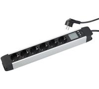 revolt contatore di energia: 6-way- Aluminum power strip, Display LCD, visualizzazione digitale (ciabatta con contatore di energia, consumo elettrico, distributore corrente)