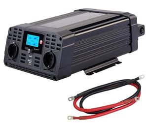 revolt Inverter di potenza 12 V a 230 V, 1500 W, onda sinusoidale pura, 2 prese Schuko, USB-A e USB-C