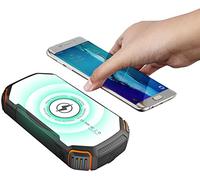 revolt Powerbank solare 20.000 mAh con ricarica wireless Qi, USB-C, 2x USB-A, IP54
