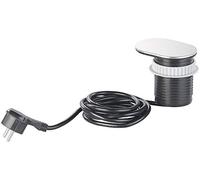 revolt Prese a muro - Presa incorporata: Nascosto Presa da tavolo con porta USB, per passacavi standard, Cornice decorativa in alluminio, Ø 60 mm (incorporata Con USB, Prese da scrivania)