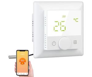 revolt termostato ambiente: termostato per riscaldamento a pavimento Wi-Fi, bianco, quadro intercambiabile, programmabile (ambiente wifi, Alexa per riscaldamento, ghisa)