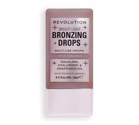 Makeup Revolution, Gocce Abbronzanti Bright Light con Acido Ialuronico, Finish Effetto Baciato dal Sole, Spezia Bronzo Profondo, 23ml