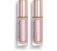 Revolution Conceal & Define Concealer, Correttore per Makeup Viso Leggero, Copertura Totale a Lunga Durata, C4, 4g (Confezione da 2)
