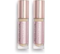 Revolution Conceal & Define Concealer, Correttore per Makeup Viso Leggero, Copertura Totale a Lunga Durata, C6.5, 4g (Confezione da 2)