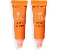 Revolution Juicy Peptide Lip Balm, Balsamo Labbra Idratante con Peptidi, Squalano e Vitamina E, Vegano e Cruelty-Free, 8ml, Peach Bellini Orange (Confezione da 2)