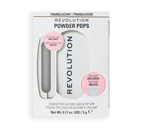 Revolution Powder Pops, Cipria Compatta che Uniforma la Pelle e Controlla la Lucidità, con Acai e Acido Ialuronico, Include Custodia e Pop Socket, Vegana, Translucent, 5 g