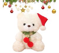 RevpoltIQ Orsacchiotto di peluche di Natale, con sciarpa e cappello di Babbo Natale, peluche di cotone, per bambini di Natale, bambola classica dei cartoni animati Xmas giocattoli decorazioni (bianco)