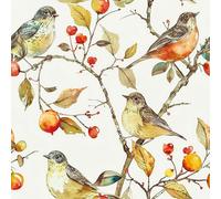 ReWallpaper 44.5CMx7M Carta Da Parati Autoadesiva Beige Carta Adesiva per Mobili Floreale Uccelli Pellicola Adesiva per Camera Da Letto con Foglie Impermeabile Rivestimento Parete Bagno