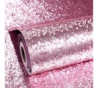ReWallpaper Carta Adesiva Glitterata Rosa Pellicola Adesiva per Mobili Carta Da Parati Cameretta Ragazza 40CMx3M Rosa Rotolo Adesivo Decorativo Parete per Sfondo Festa Glitterato Bricolage